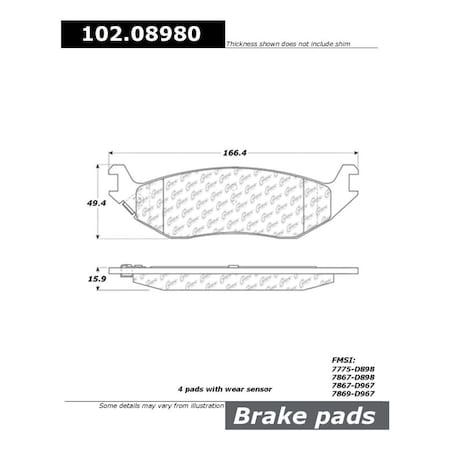 Centric Parts CTEK Brake Pads, 102.08980 102.08980